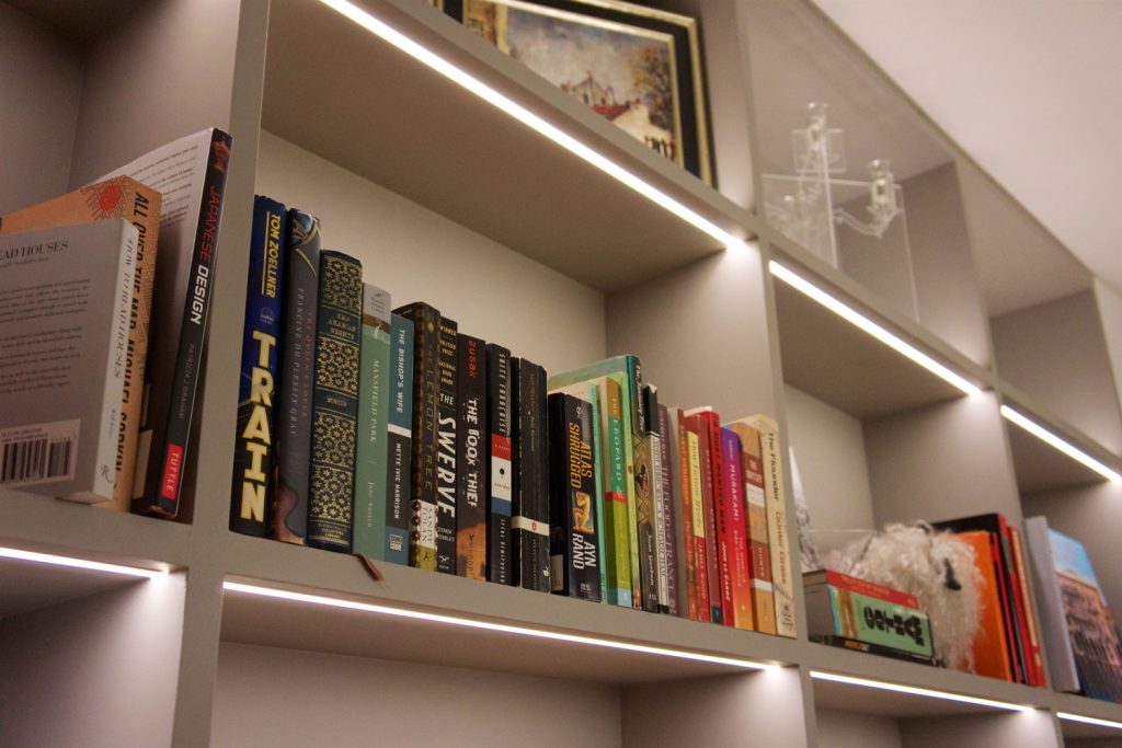 LED Strip Lights in bookshelf