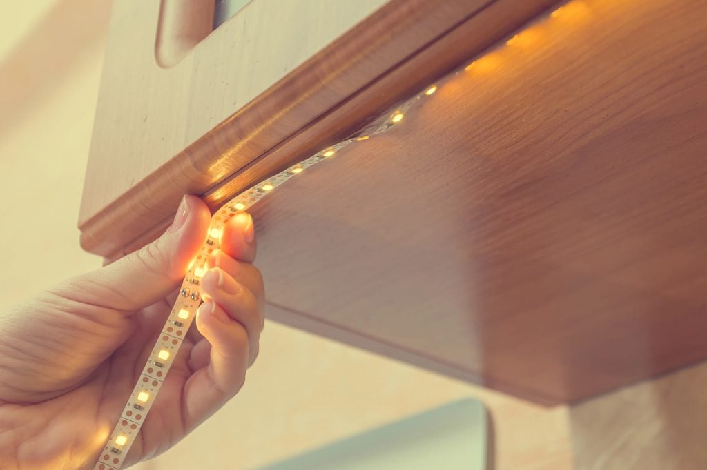 LED Strip Light being fixed under counter
