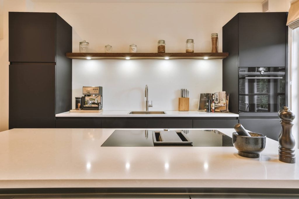 Kitchen with bright LED lights