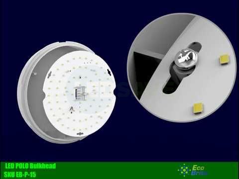 Chrome 15W LED Bulkhead Round Emergency Microwave Sensor Ceiling Wall Light 