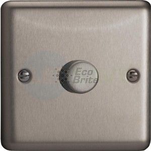 Varilight JSP401 LED Dimmer Switch 1 Gang 2 Way Push On/Off 0-120W Brushed Steel 